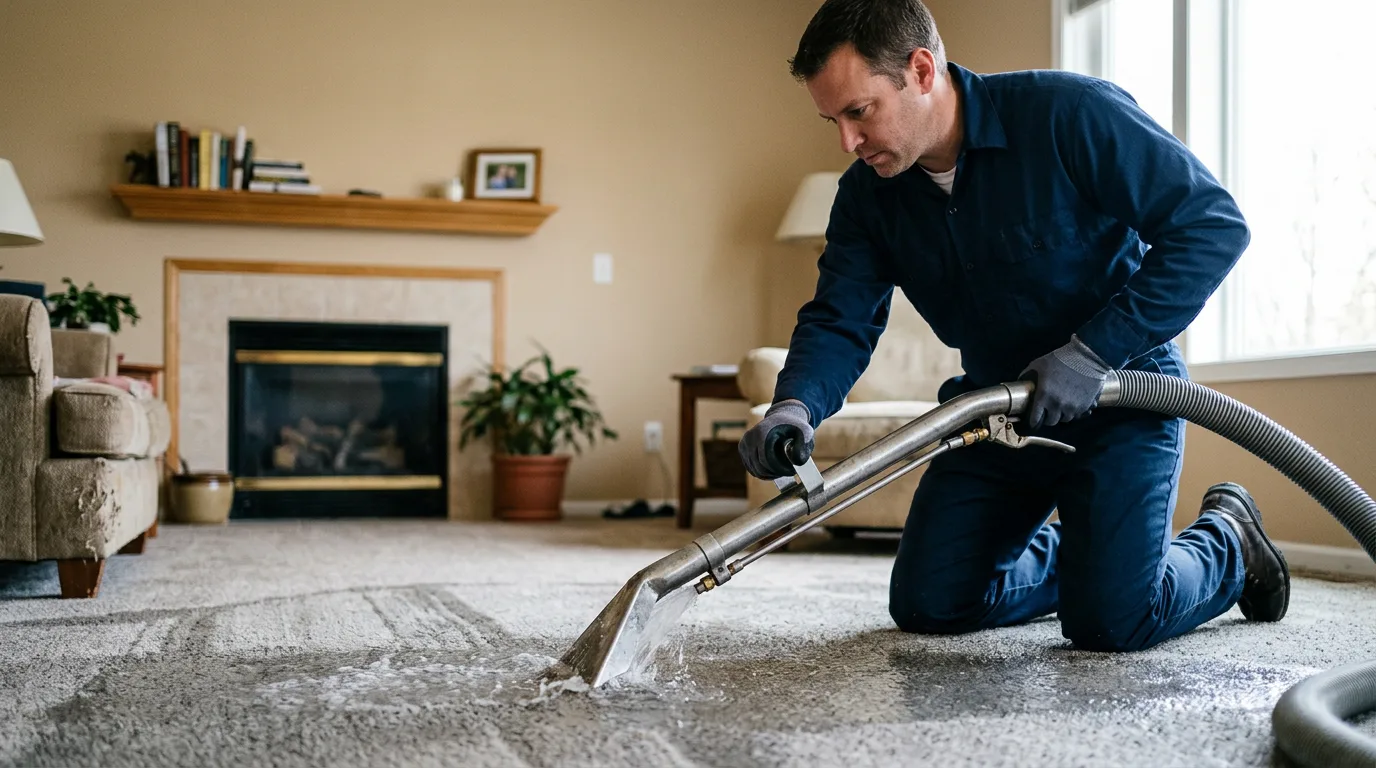 Water damage restoration technician working near Monett, MO